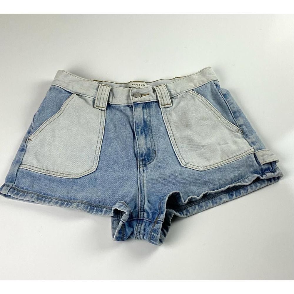 PacSun Cargo High Waist Jean Shorts Womens 28 Multiwash Denim Summer BC0508